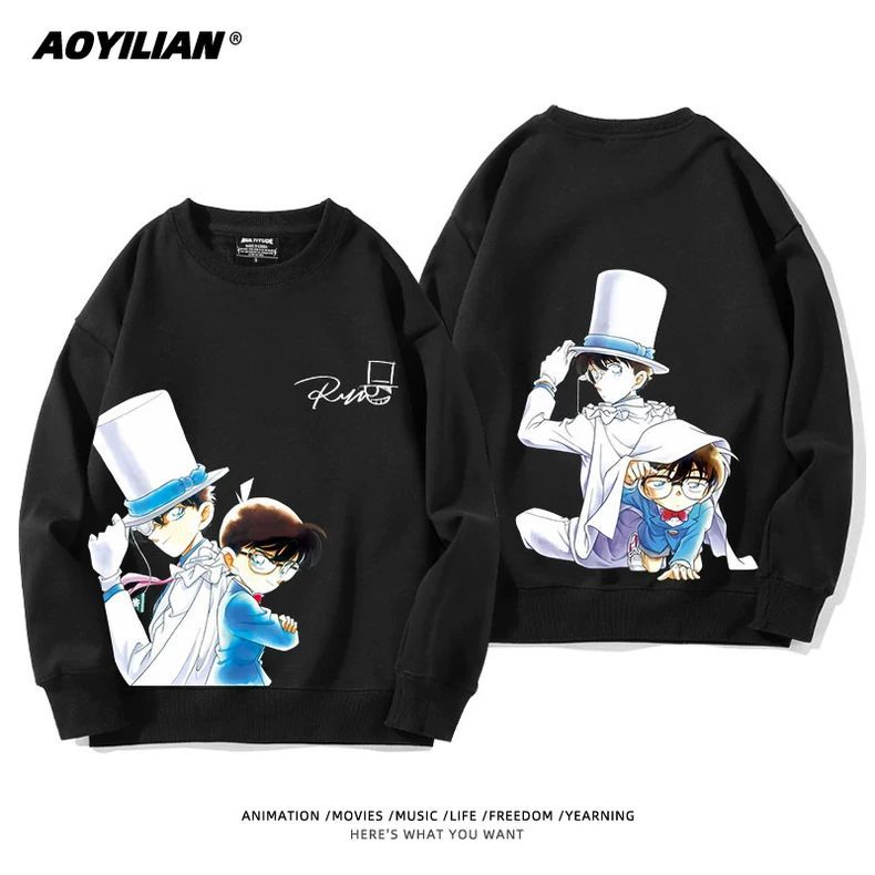 名侦探柯南动漫圆领卫衣男女休闲加绒上衣服岩石成分加豆豉土曼手
