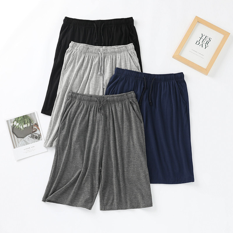 外贸睡裤男夏季薄款莫代尔棉短裤休闲大裤衩五分家居裤大码沙滩裤