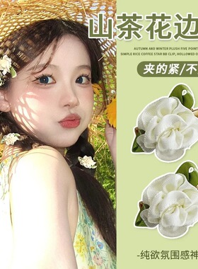 绝美侧边小夹子超仙森系山茶花朵发夹女夏季前额侧边刘海夹鸭嘴夹