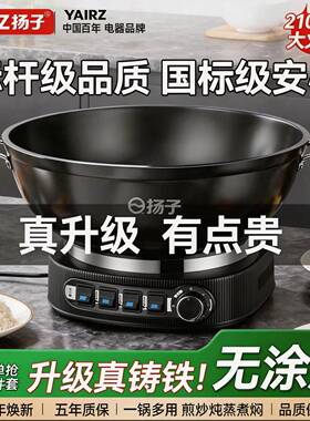 纯铸铁电炒锅真铸铁无涂层电炒锅不粘锅多功能电热锅炒菜蒸煮炖锅