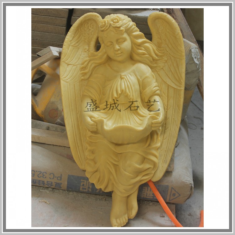 砂岩雕塑小天使可喷水欧式砂岩浮雕圆雕酒店别墅会所装修厂家直销