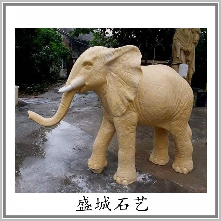 沙岩户外雕塑砂岩大象喷水池雕塑园林景观雕塑别墅水景喷泉装饰