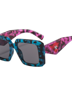 新款时尚大方框玫红色豹纹色彩女士百搭时尚眼镜墨镜23