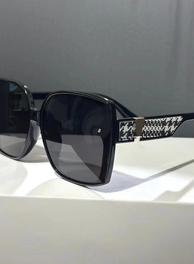 2024新款时尚格子大框女款太阳眼镜玳瑁色时尚墨镜5242