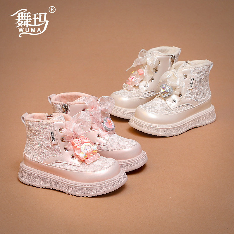舞玛女童秋冬新品皮靴儿童洋气百搭公主鞋小女孩加绒蝴蝶结二棉鞋,童鞋/婴儿鞋/亲子鞋,皮靴,淘宝优惠券,粉丝福利购,淘宝优惠卷