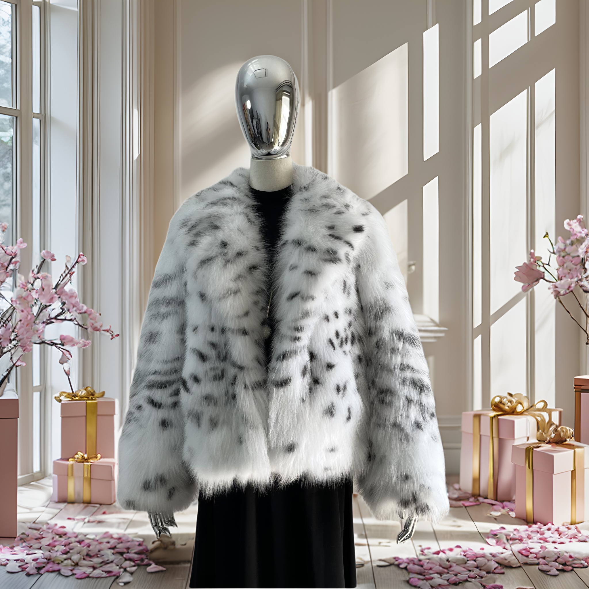 年轻款斑点猞猁大衣莉斯敦纹高级