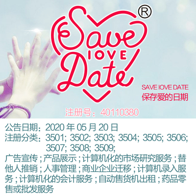 35类《SAVEIOVE DATE保存爱的日期》产品展示;人事管理;商标出售