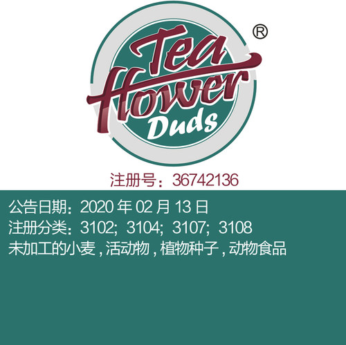 义乌31类英文《TEAFLOWERDUDS》小麦,植物种子动物食品商标出售