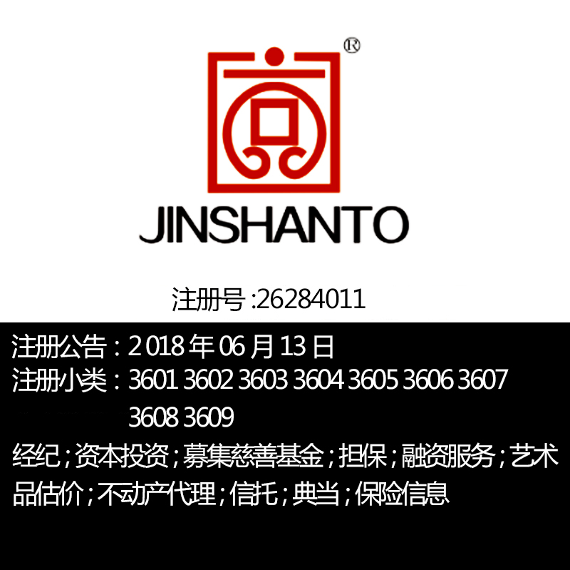36类图形/北京商标出售《京商》资本投资不动产代理担保融资服务