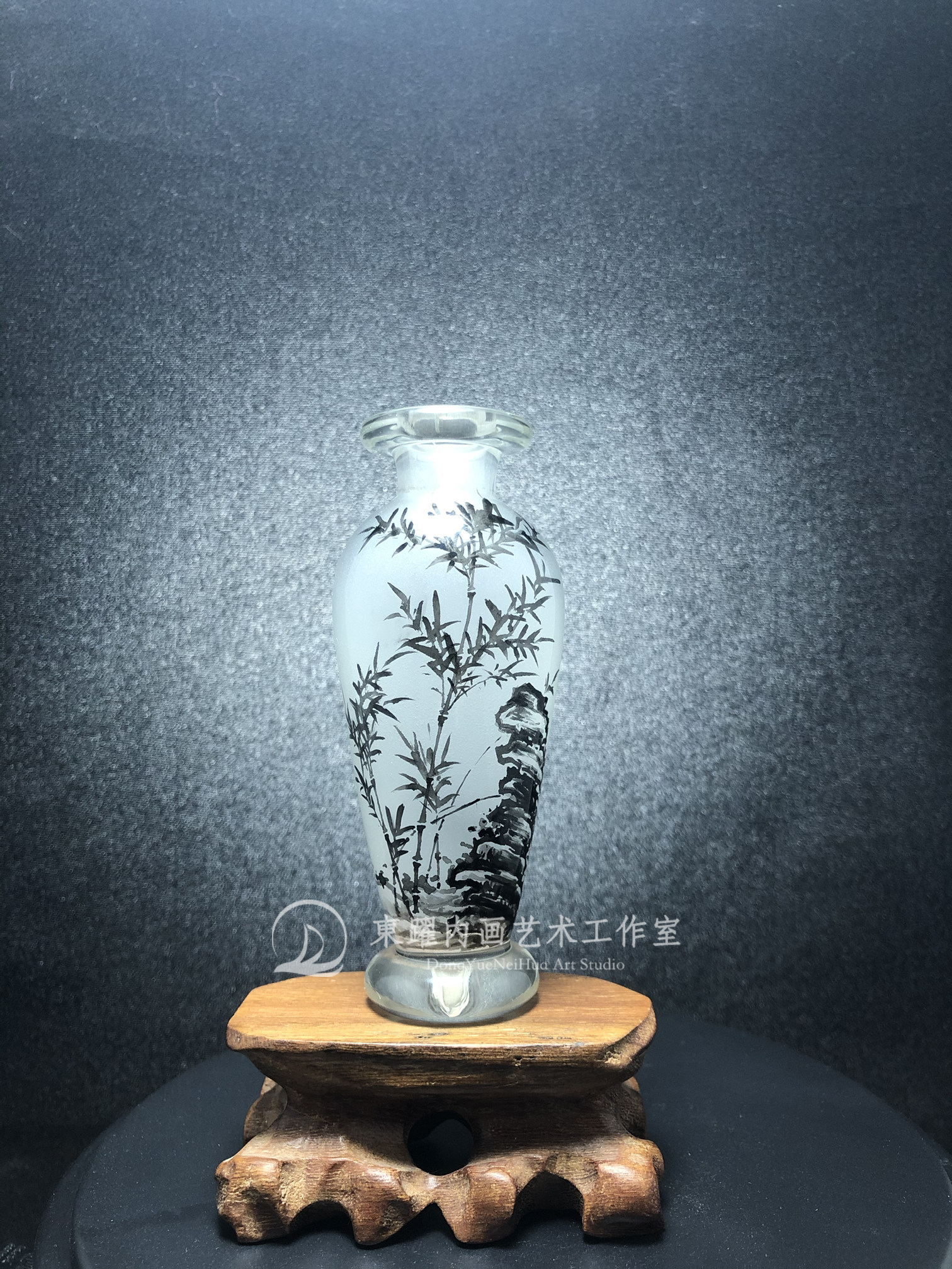 【限拍一个】竹石图 小花瓶 竹子石头摆件纯手工定制写字祝福语