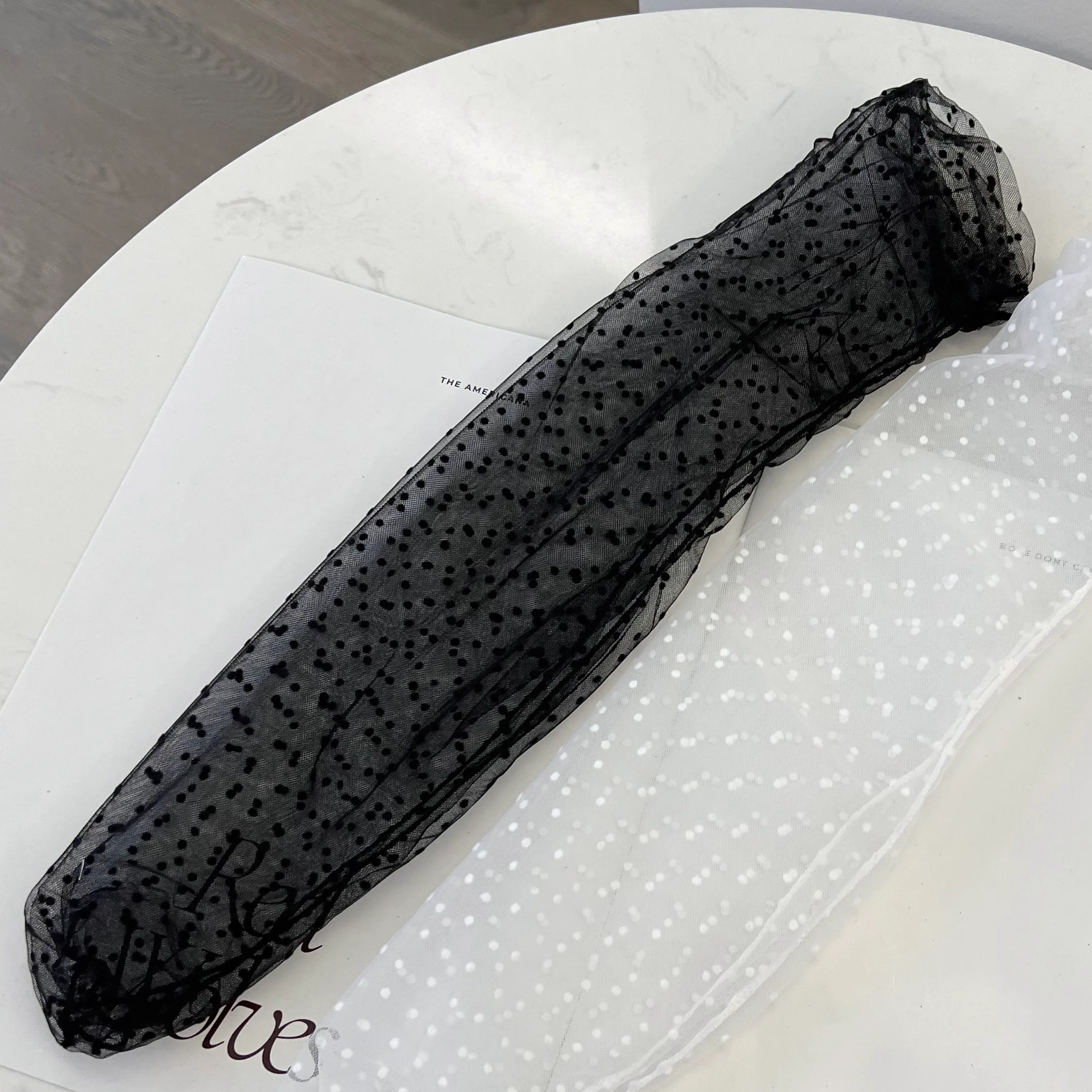 性感薄款透明波点蕾丝中筒丝袜