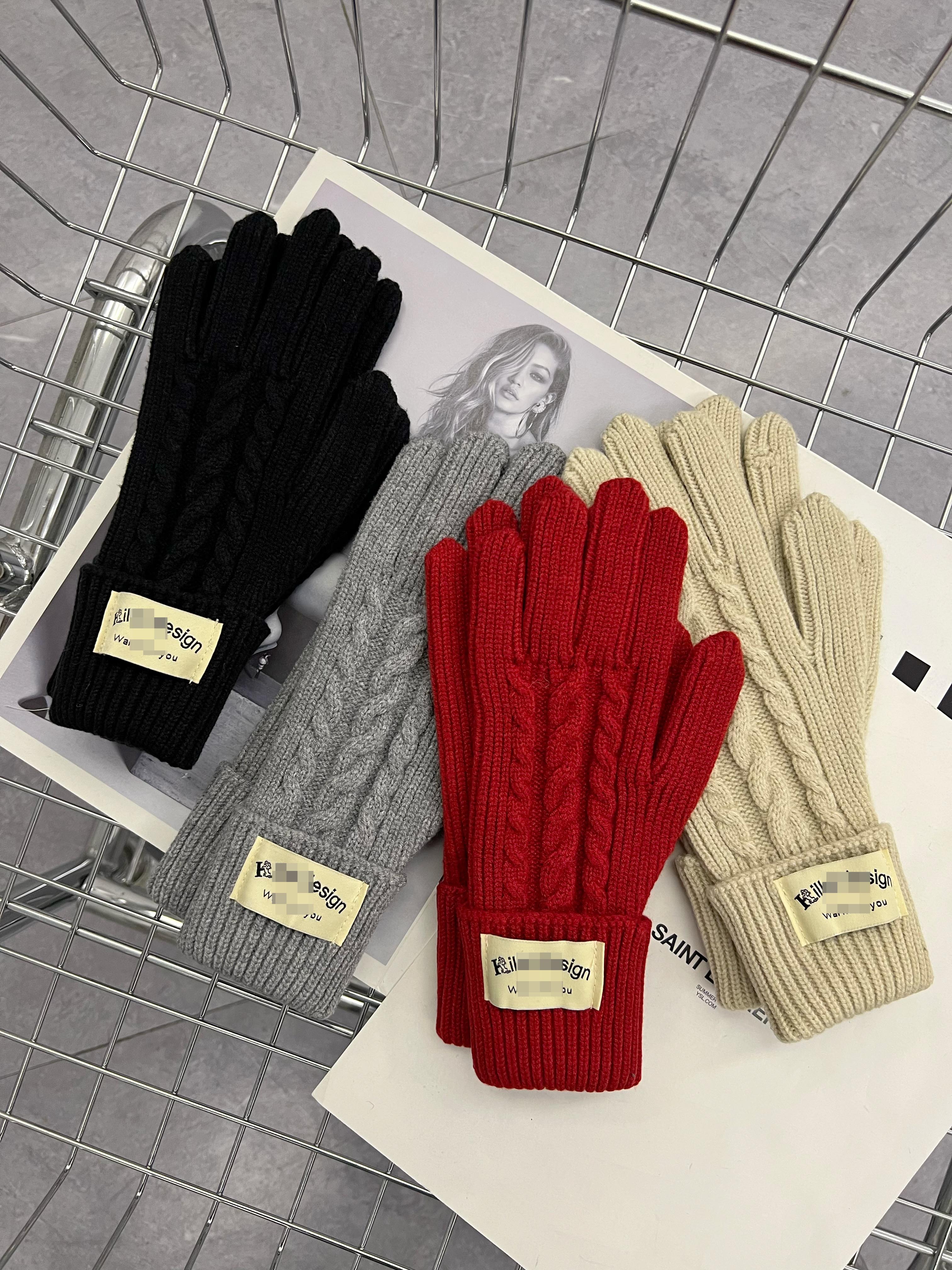 米娜家 现货 冬季保暖麻花纹路五指百搭针织女士手套 sp352 601