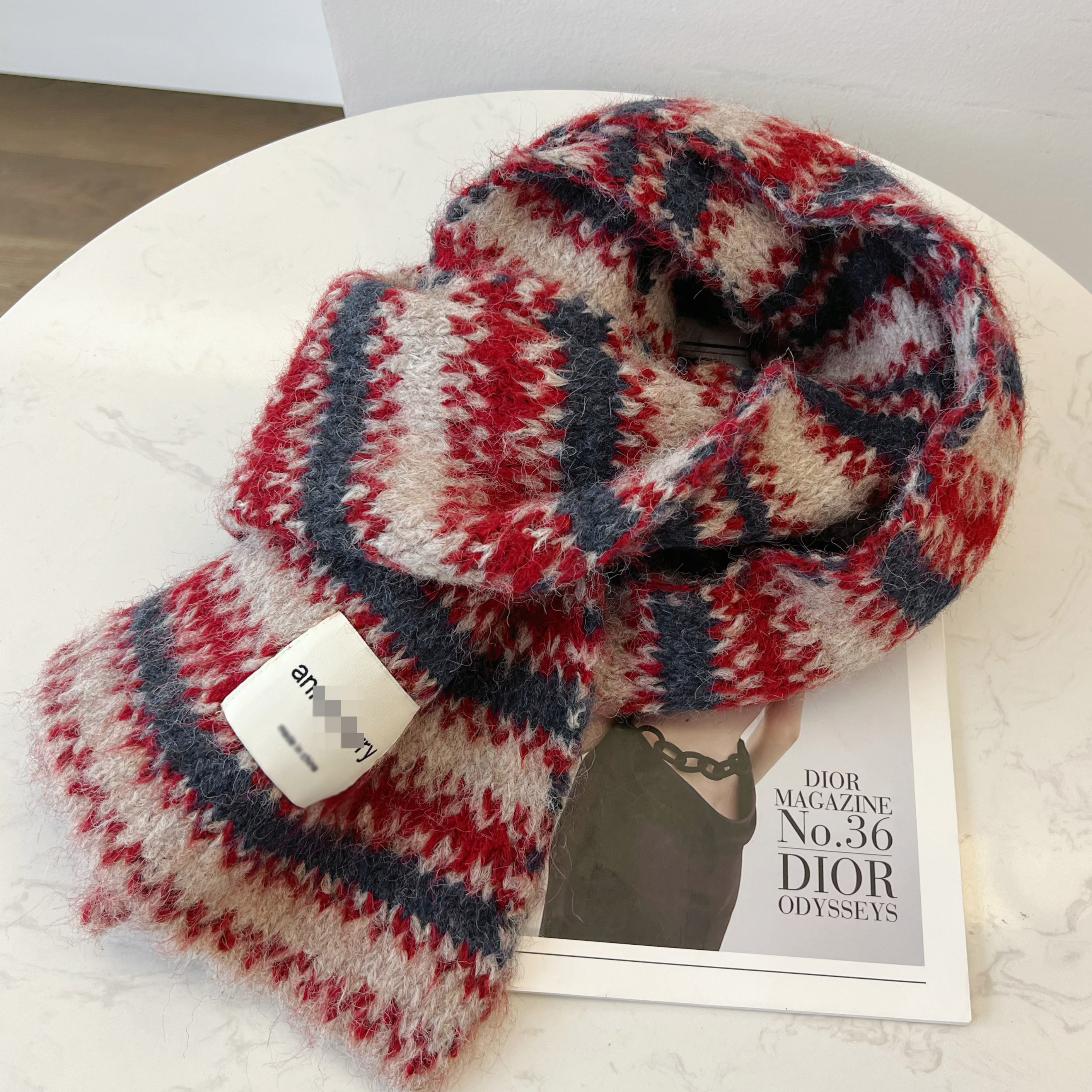 米娜家 2025冬季新品彩色条纹柔软百搭亲肤披肩围巾女 SP544 602