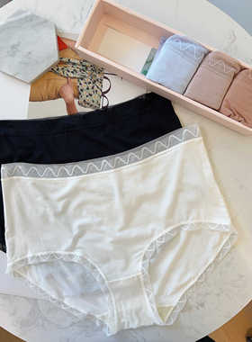 米娜家 现货 新波浪纹纱带纯色弹力亲肤女士三角内裤 SP429 303