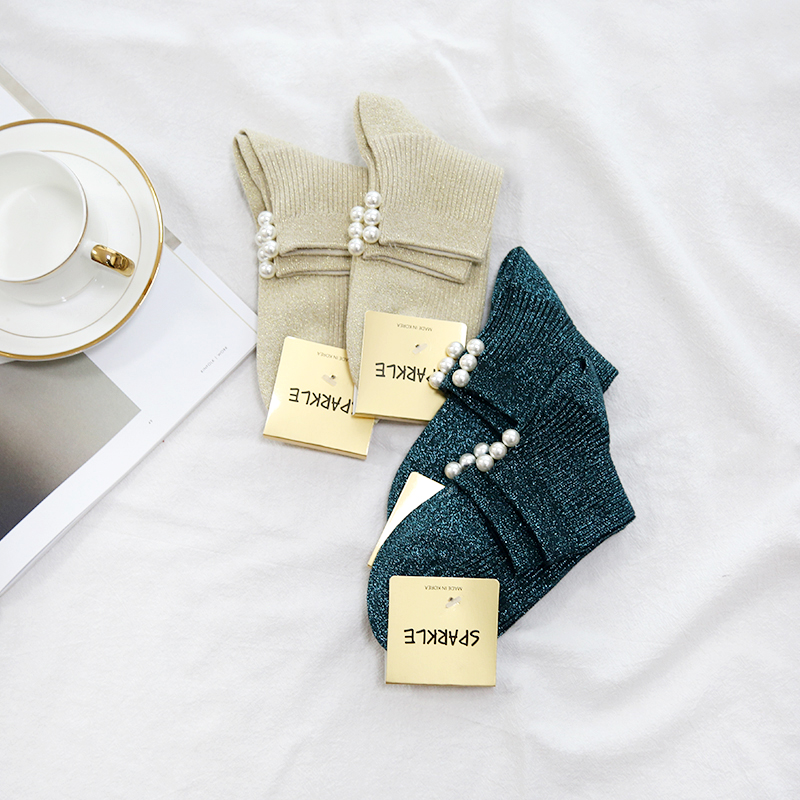 秋款亮晶晶韩国学生短袜现货