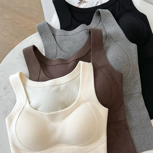 保暖内衣带胸垫一体式加绒背心