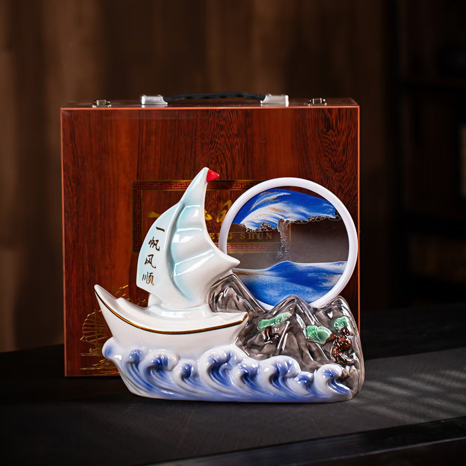 景德镇陶瓷空酒瓶3斤一帆风顺礼盒高档酒罐酒容器创意密封酒坛子