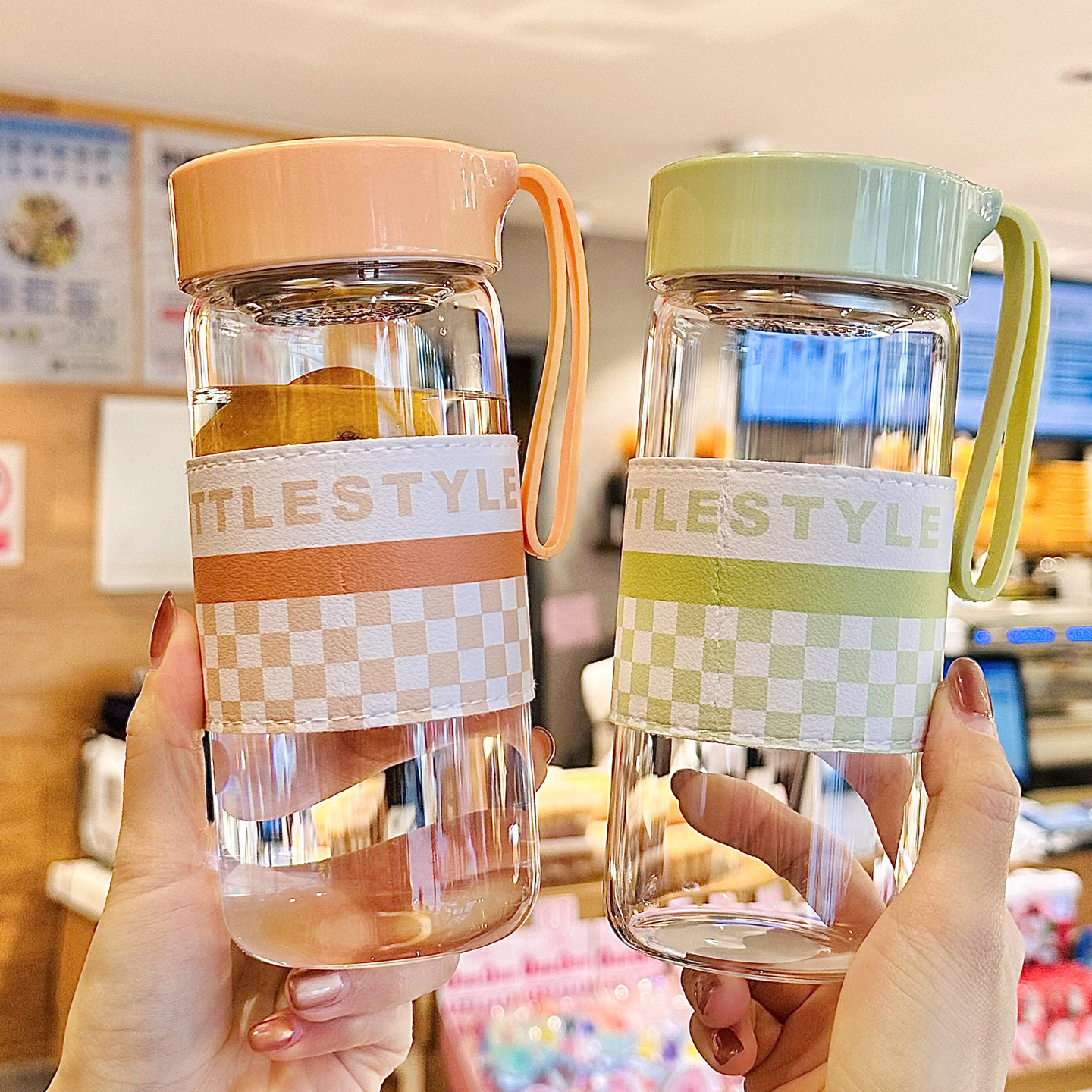 ins水杯女生2026新款高颜值高硼硅玻璃杯耐高温学生泡茶杯子便携,餐饮具,玻璃杯,淘宝优惠券,粉丝福利购,淘宝优惠卷