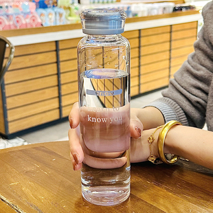 细长水杯2026新款女生高颜值杯子高硼硅玻璃杯耐高温便携水瓶外带