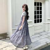 温柔系穿搭碎花吊带连衣裙T恤套装女夏季新款超火休闲时尚两件套，女装连衣裙，2C153
