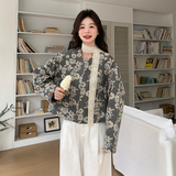 新款短款麻料印花外套2C153-3376-P155K228，女装短外套，2C153