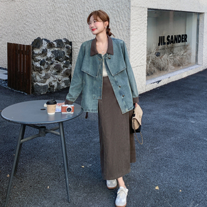 春裝新款大貨 牛仔拼接外套+半身裙2C153-876-P185K268圖片