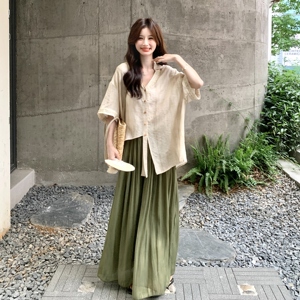 超仙气质优雅衬衫阔腿裤套装女夏2025新款独特漂亮绝美两件套超火图片