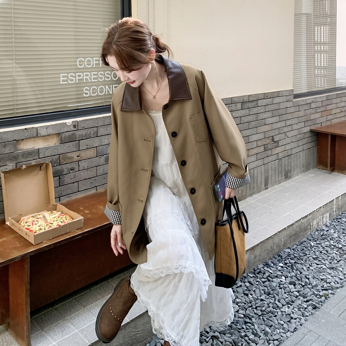 春装大货新款卡其色风衣外套2C153-872-P155K228,女装风衣,2C153