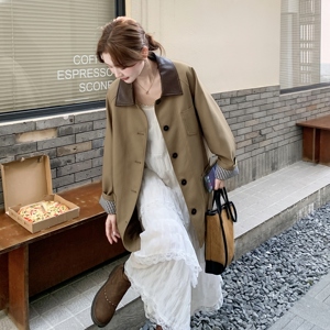 春装大货 新款卡其色风衣外套2C153-872-P155K228图片