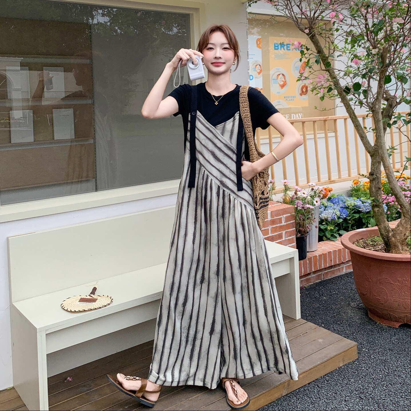 夏装新款条纹阔腿裤套装+T恤813-P145K208,女装连衣裙,2C153