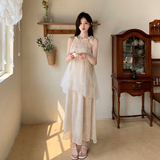 甜美超仙假两件吊带连衣裙女夏2025新款独特漂亮显瘦绝气长裙，女装连衣裙，2C153