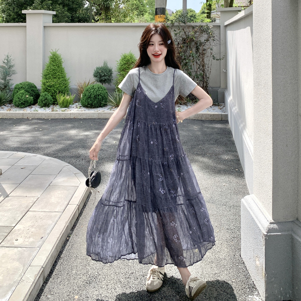新款夏季吊带连衣裙+T恤2C153-2529-P145K218,女装连衣裙,2C153