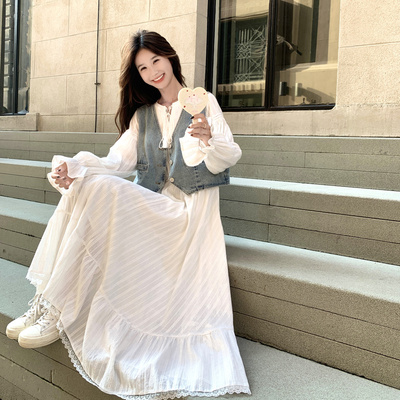 春装新款 有大货牛仔马甲+连衣裙2C153-8915-P175K268