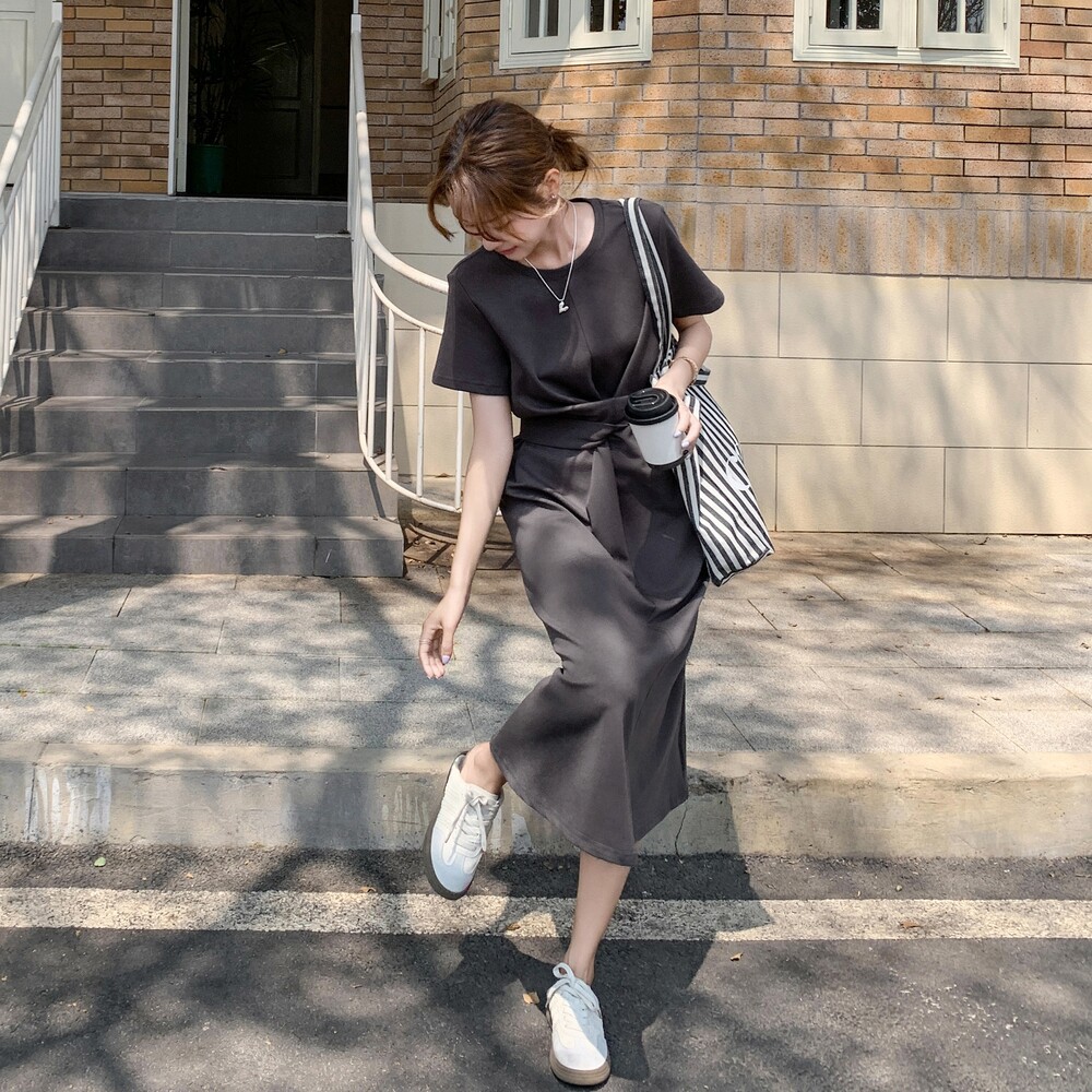 新款简约大气系带连衣裙2C153-3399-P135K218,女装连衣裙,2C153