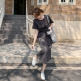新款简约大气系带连衣裙2C153-3399-P135K218，女装连衣裙，2C153