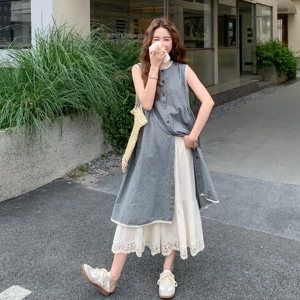 日系慵懒风背心连衣裙套装女2025夏季新款小个子宽松阔腿裤两件套图片