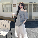 新款时尚连衣裙套装裙T恤+半身裙配腰带2C153-2537P145K208，女装套装/套裙，2C153