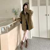 春装新款拼接PU皮风衣外套2C153-8912-P185K278，女装风衣，2C153