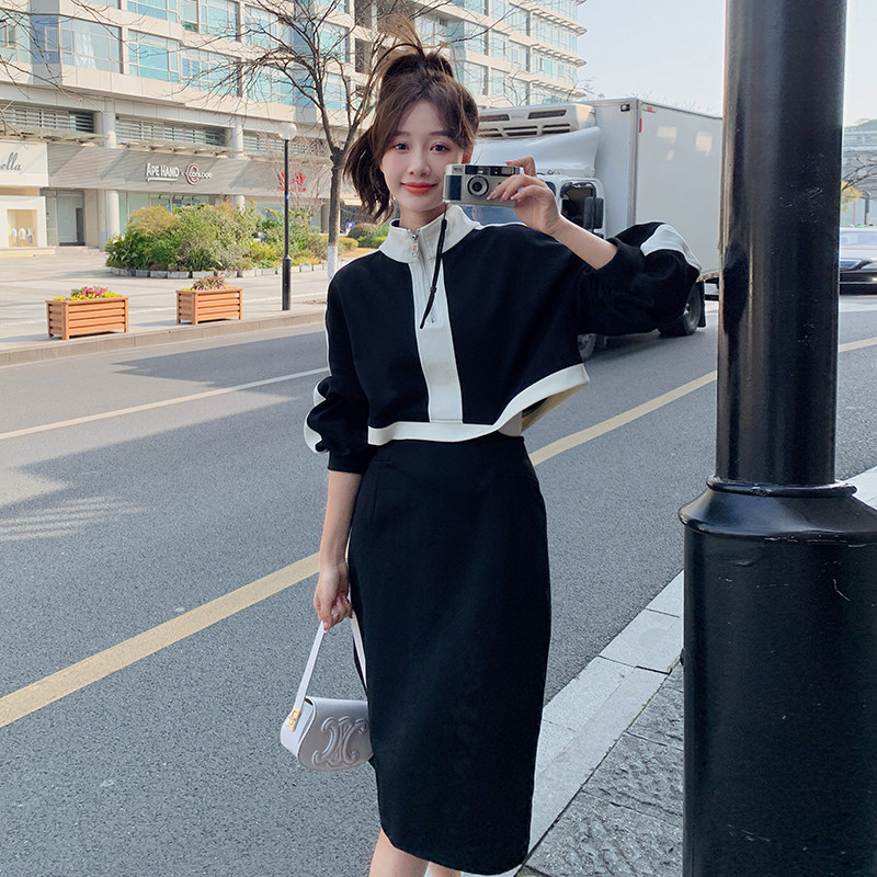 春装大货法式感假两件套装连衣裙2311-P125K178,女装连衣裙,2C153