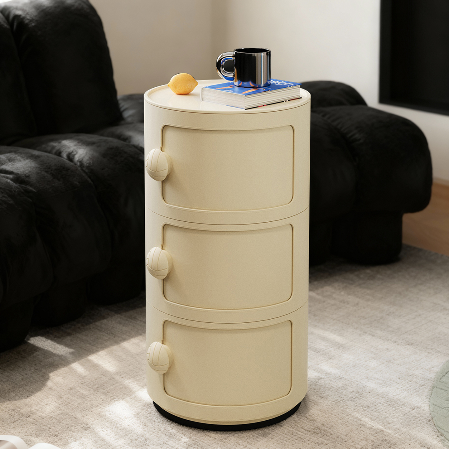 简约网红圆形床头柜收纳柜