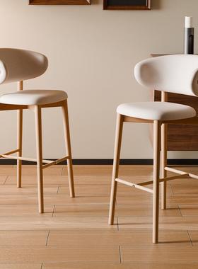 北欧网红设计师餐椅现代简约酒吧椅子中古侘寂风家用高脚椅吧台椅