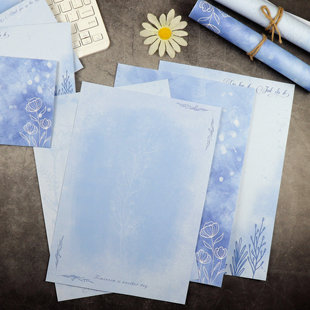 邂逅深蓝A4信纸信封套装感谢信浪漫文艺高颜值简约公司活动打印纸