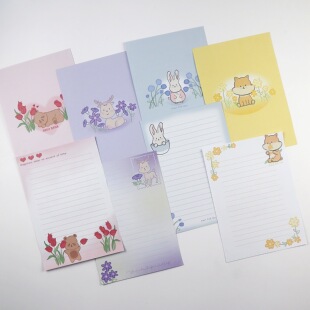 小清新小鹿A5双面信纸信封套装文艺信笺浪漫可爱猫咪兔熊情书定制