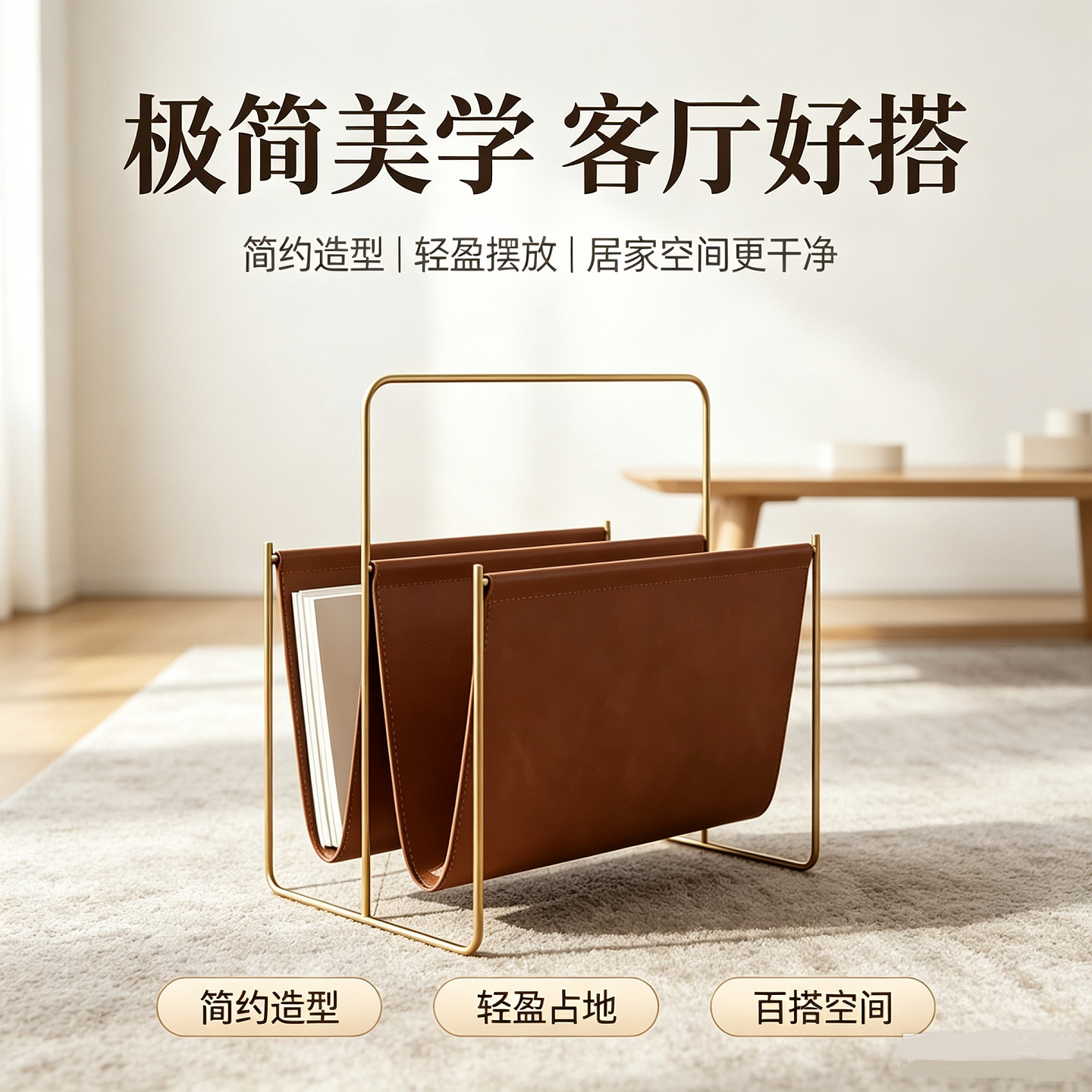 现代简约客厅杂志架桌边书报收纳架金属双层移动文件迷你小书架