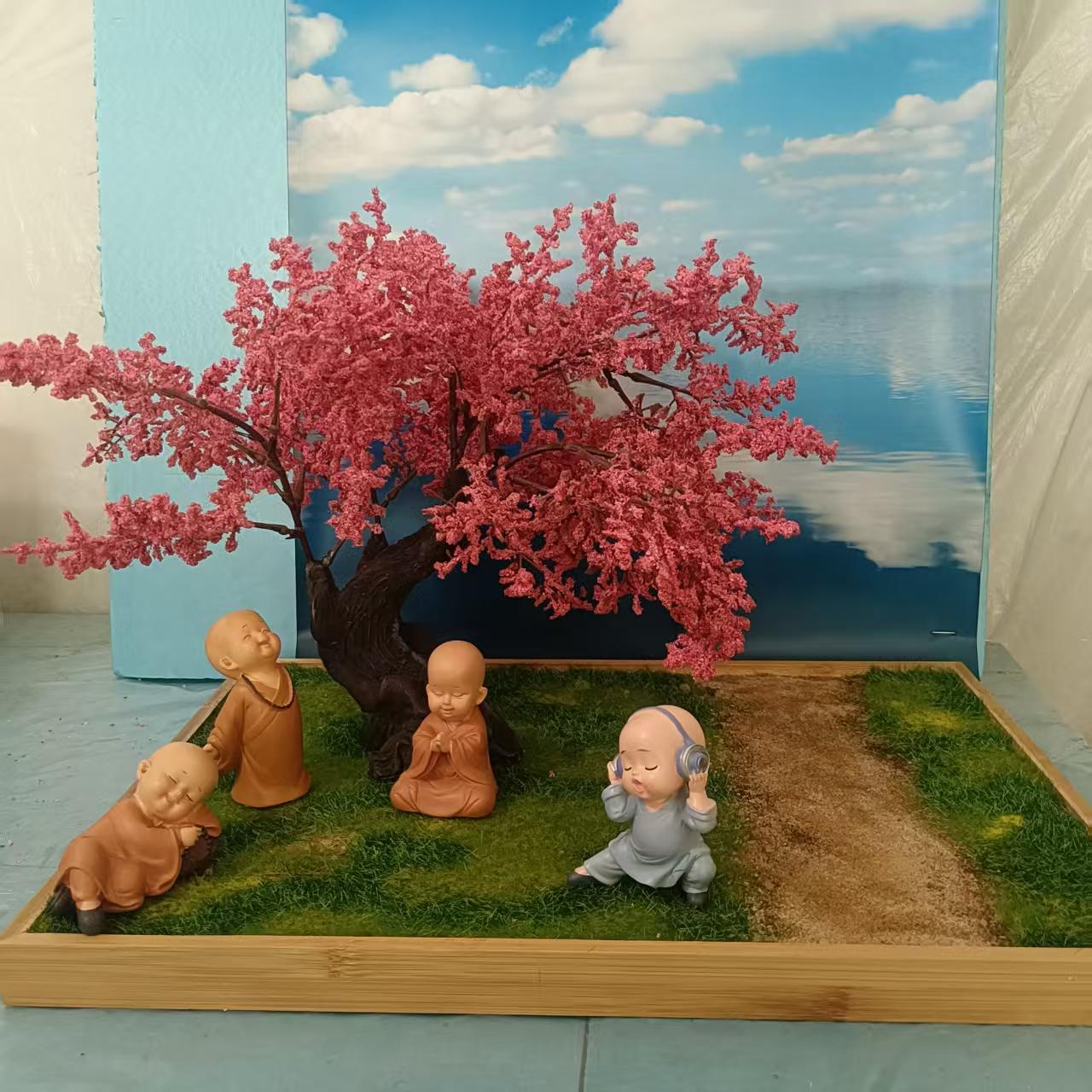 小型樱花树枫树松树仿真花