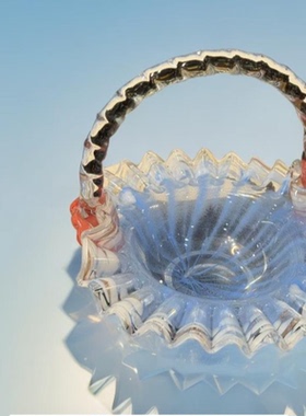 现代化轻奢蓝色渐变提篮果篮居家装饰摆件客厅餐厅高颜值