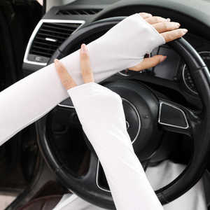 纯棉防晒手套女夏季开车骑车防紫外线袖套男莫代尔薄长款臂套袖子