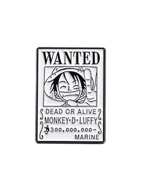 影视游戏动漫周边徽章胸针航海王路飞wanted黑白卡通吧唧男生饰品