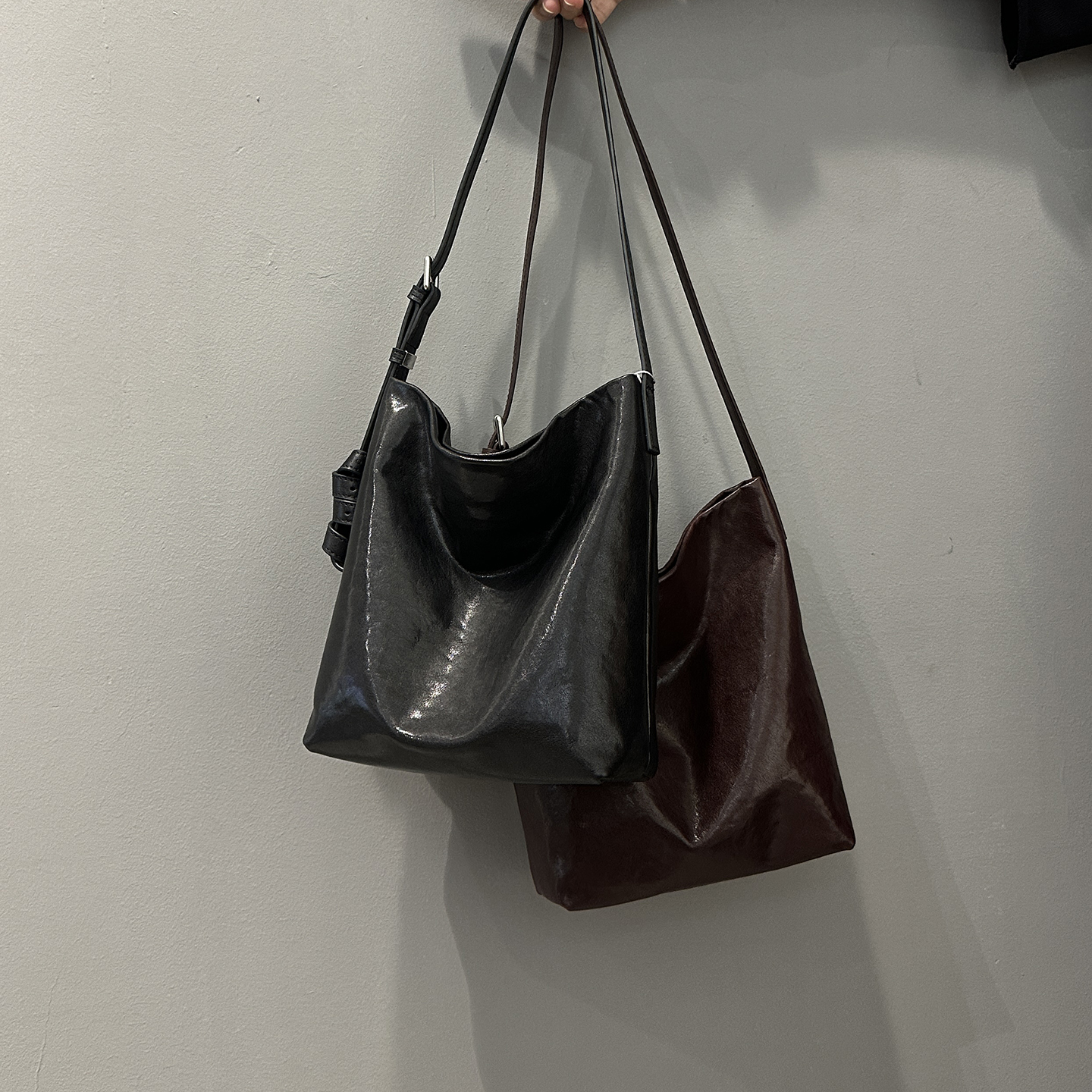 水晶植鞣头层牛皮简约大容量通勤女高级时尚女包大容量单肩斜挎包