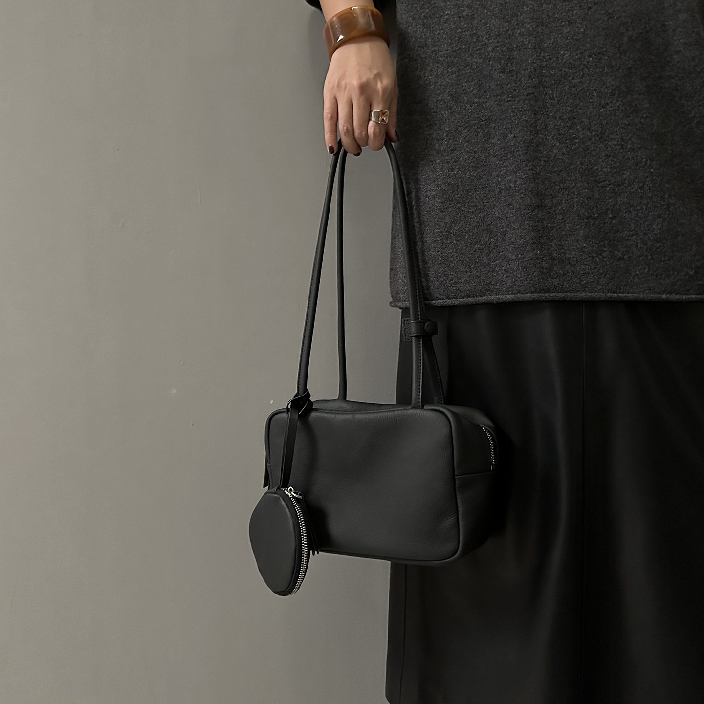 头层牛皮单肩腋下包高级感通勤